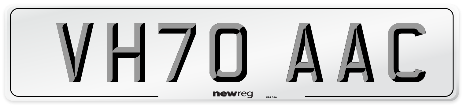 VH70 AAC Number Plate from New Reg